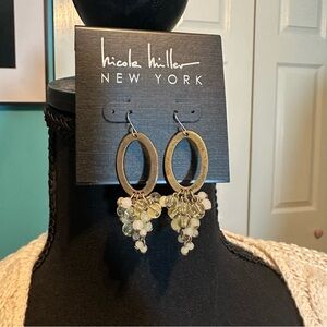 Nicole Miller Gold‎ and White Cluster Earrings NWT